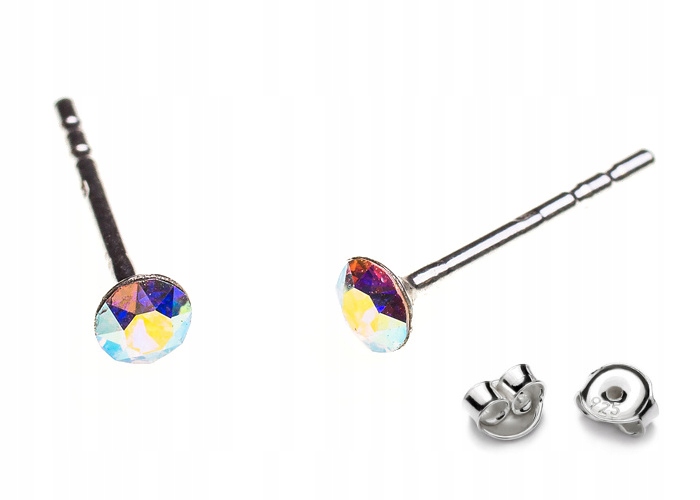 

Srebrne Kolczyki z kr. Swarovski Chaton 3mm Cab F