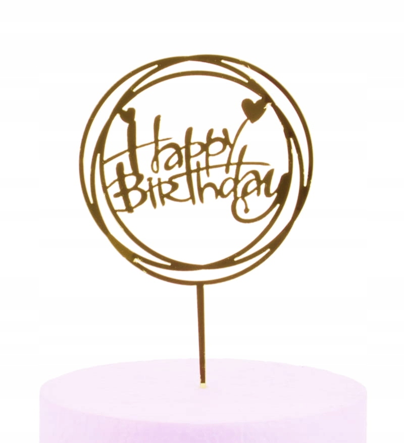 

Topper Happy Birthday złoty koło