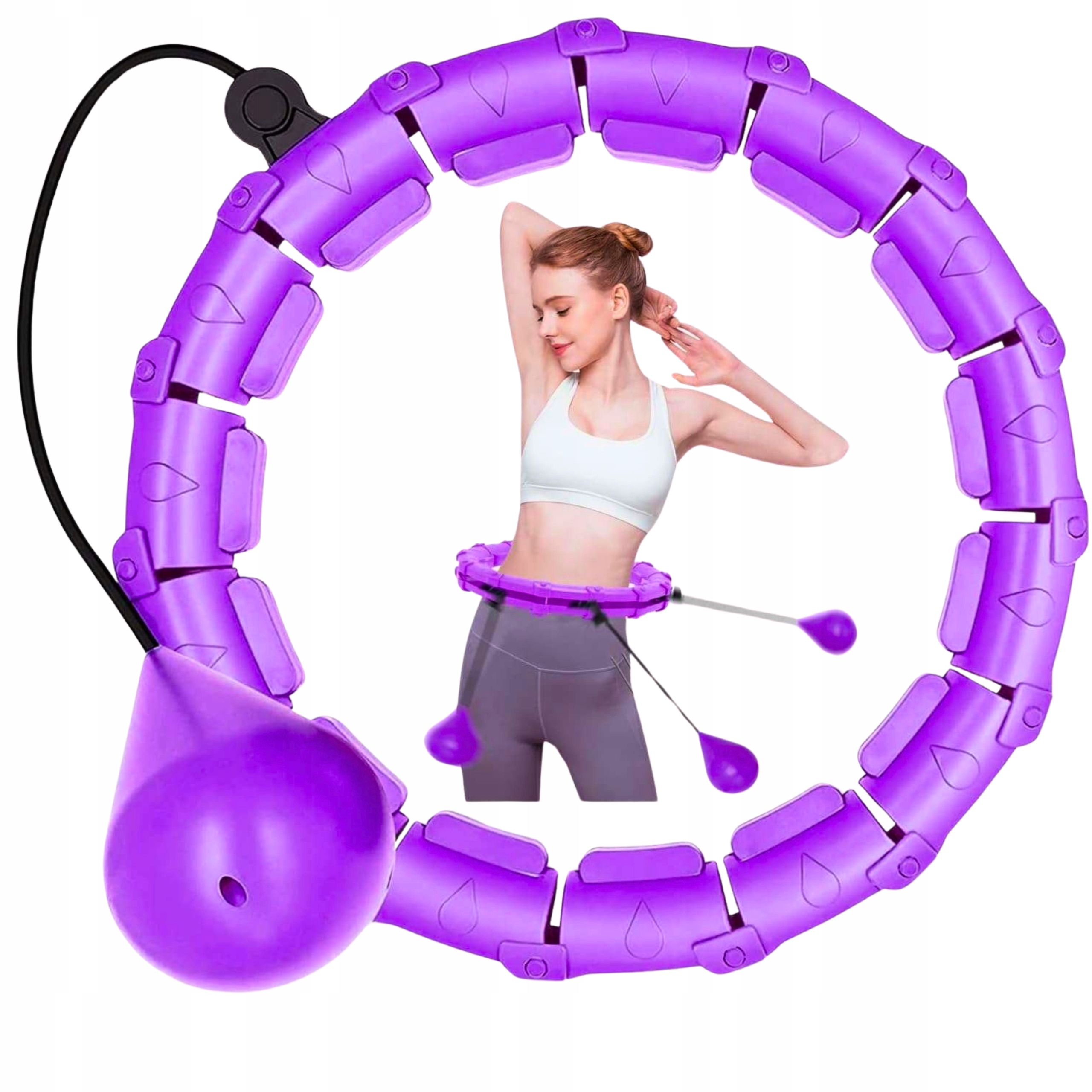 Hula Hoop s fitness zátěží Skládací 24 prvků Fialové Nastavitelné