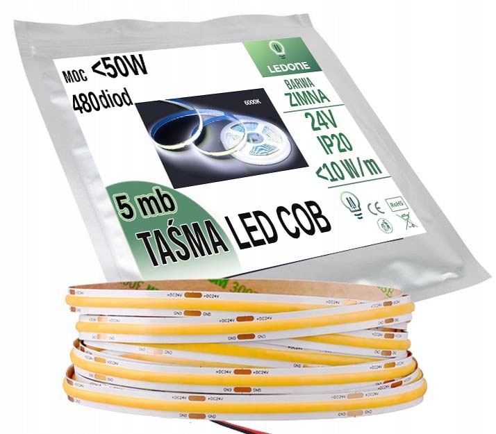 

Taśma Led Cob 24V Neon Zimna 5m linia Led Pro