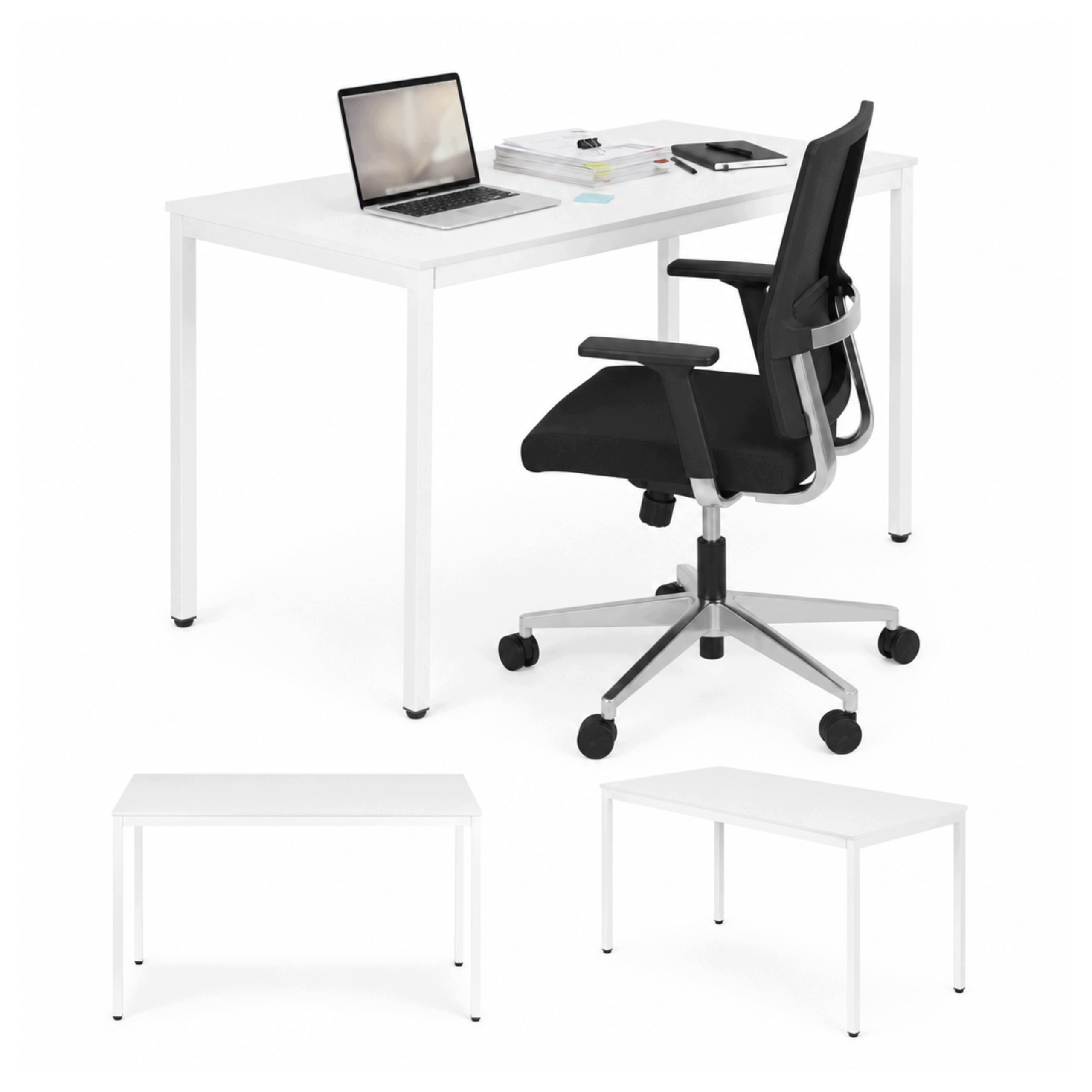Kuchyňský stůl 120 x 60 cm pro 4-5 osob, moderní design, bílá barva