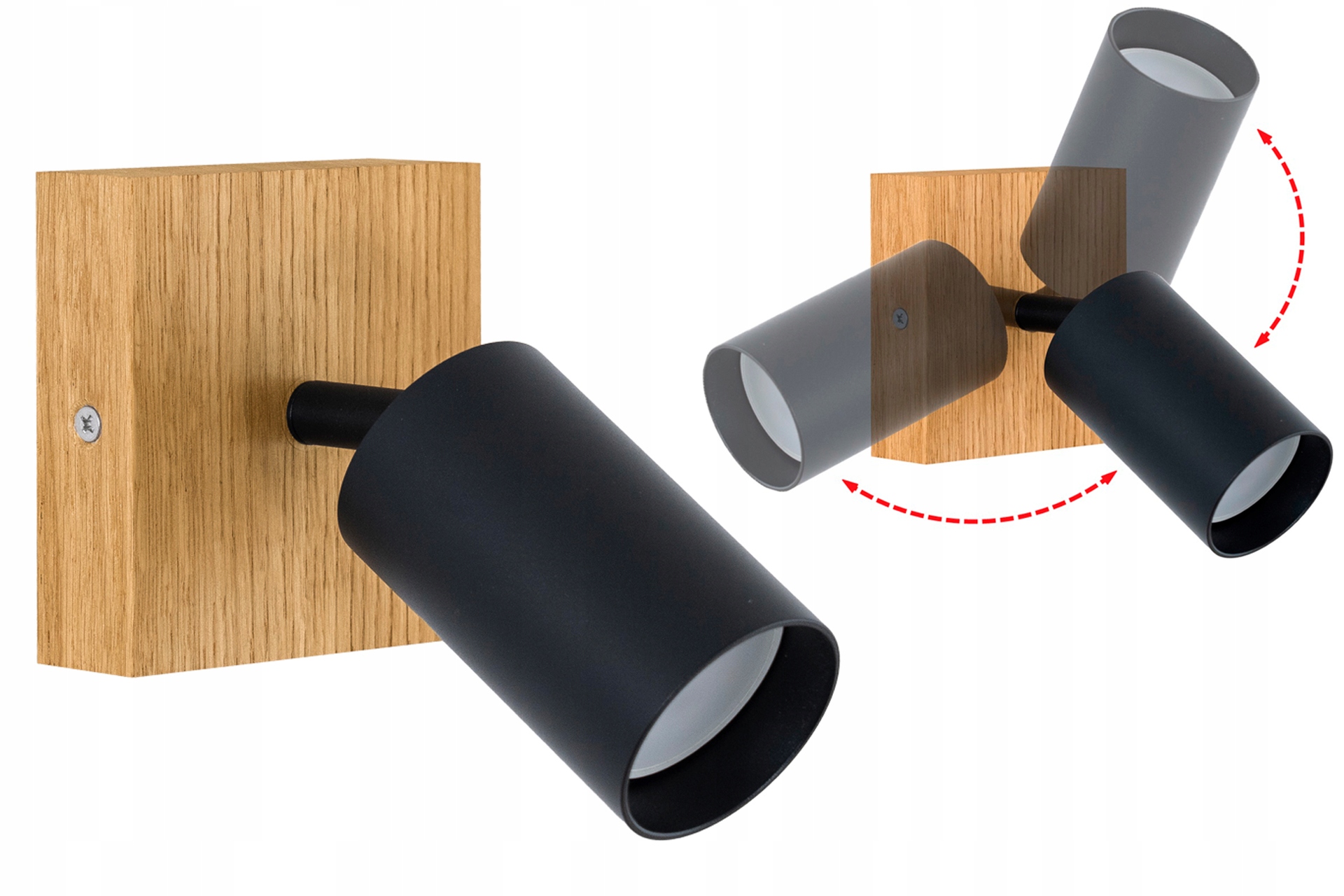 Kinkiet Led lampa sufitowa Dębowa Modern 10x10cm GU10 Ruchoma Natynkowy