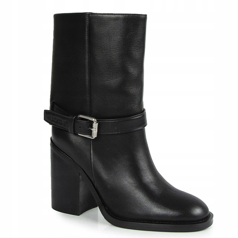 Carinii B9940 Kotníkové Boty Sloupek Kůže Lico Černé 37