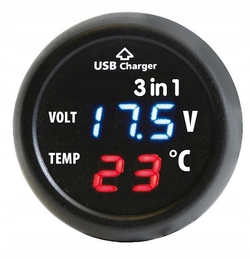 

Woltomierz 12/24 termometr wewnętrzny ładowarka