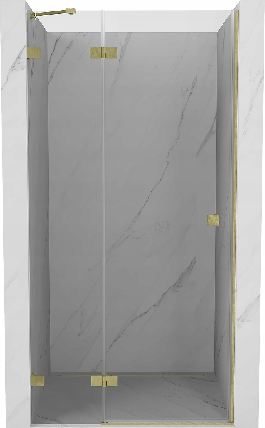 Mexen Lunar Otočné Sprchové Dveře Levé 80cm, Zlatá Kartáčovaná