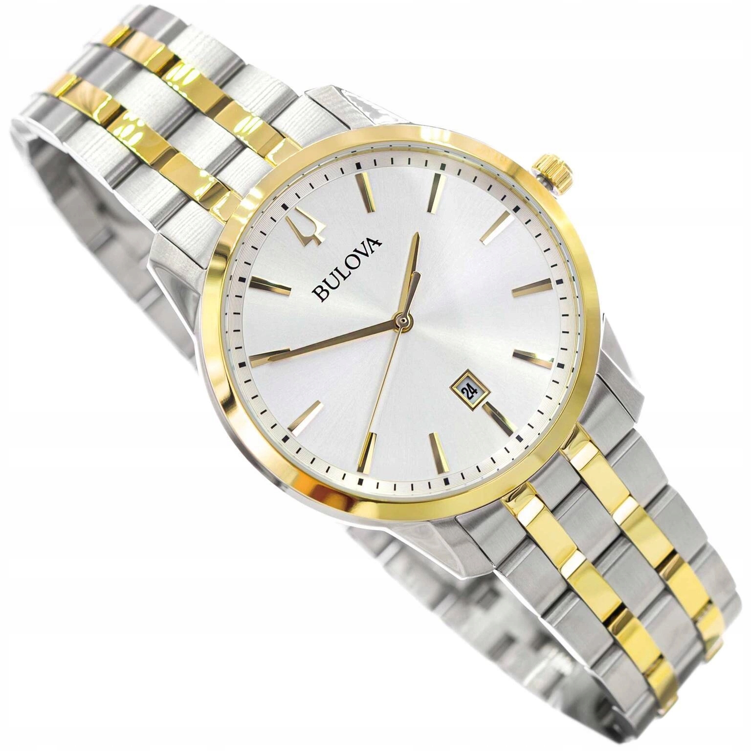 Pánské Hodinky Bulova 98B385 Sutton Stříbrno-zlaté Na Branosletu Datumovka