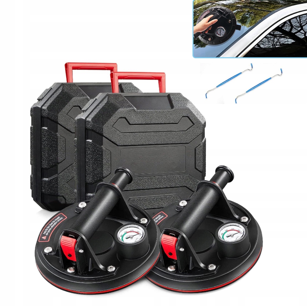 2x Držák Přísavka S Manometrem A Pumpičkou Pro Glazuru Dlaždic 300KG Mechanická