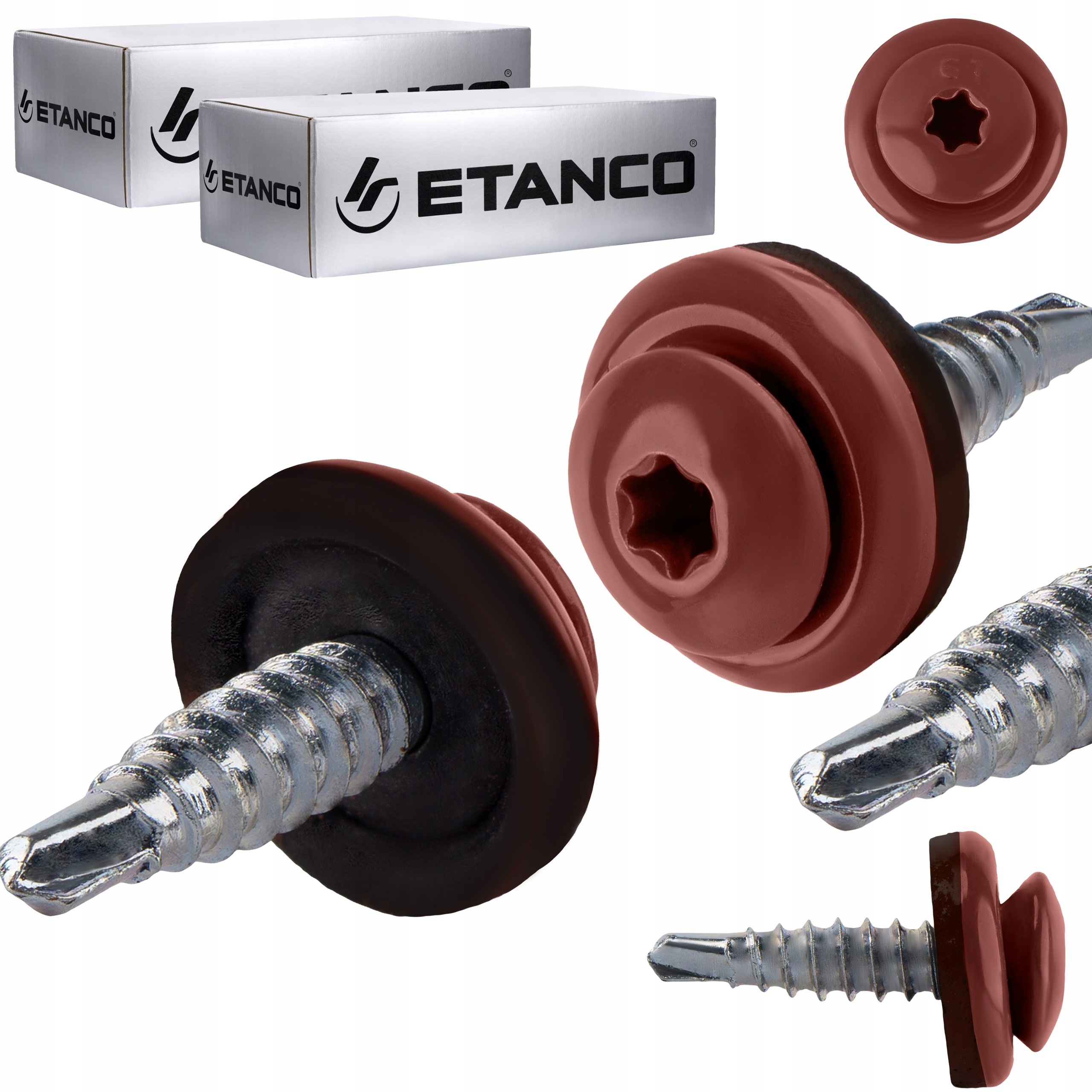 Farmářské vruty Torx 4,8x20 mm Ral 3009 500 ks do plechu Etanco Gtf 02P