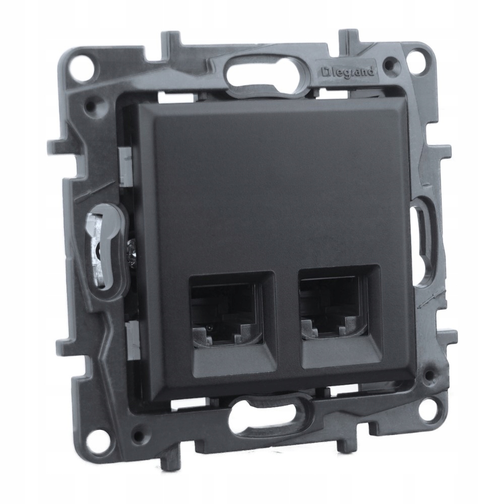 Dvojitá Síťová Počítačová Zásuvka RJ45 Ethernet Černá