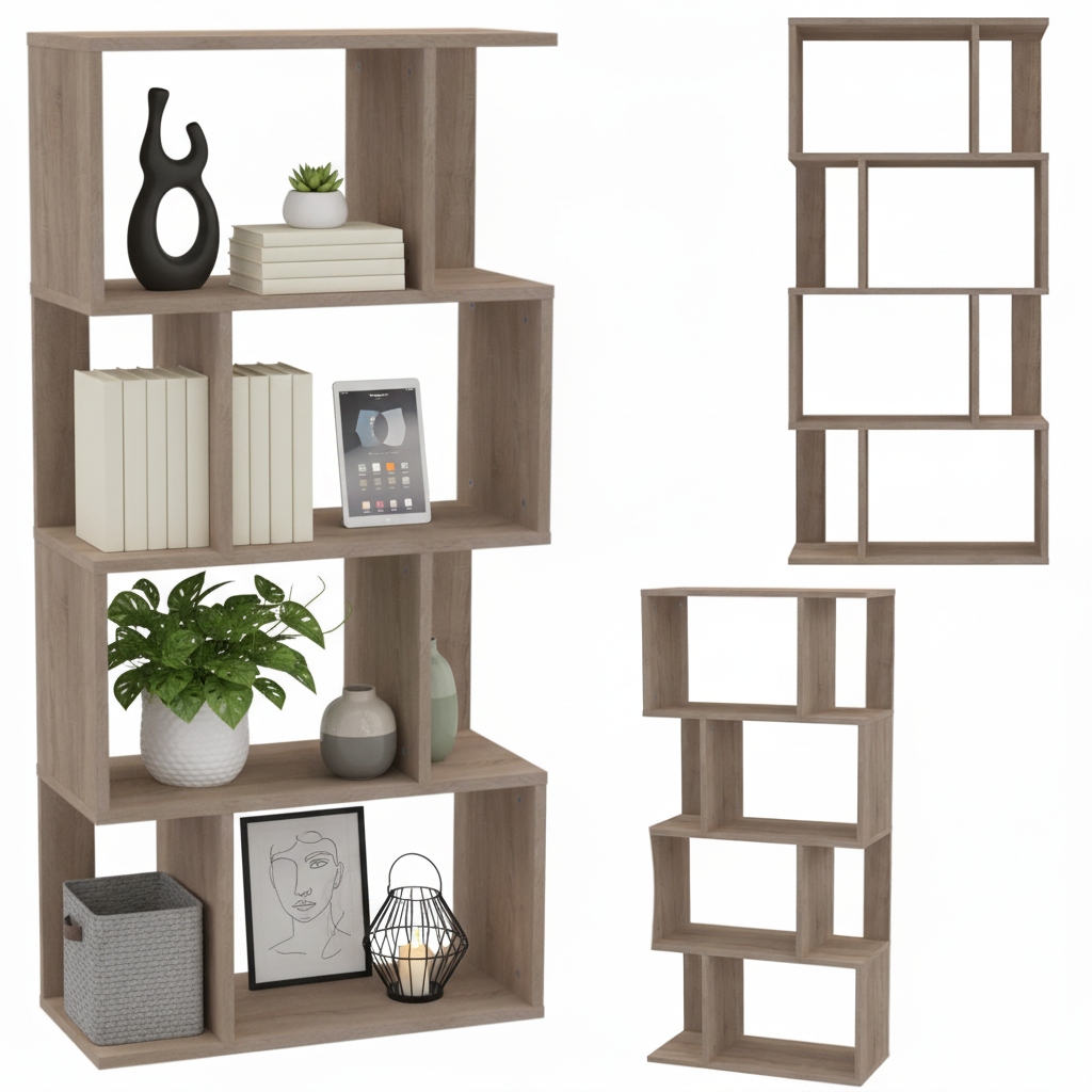Otevřený regál na knihy, dekorace, hračky, dub sonoma, Modulární 67x141x30