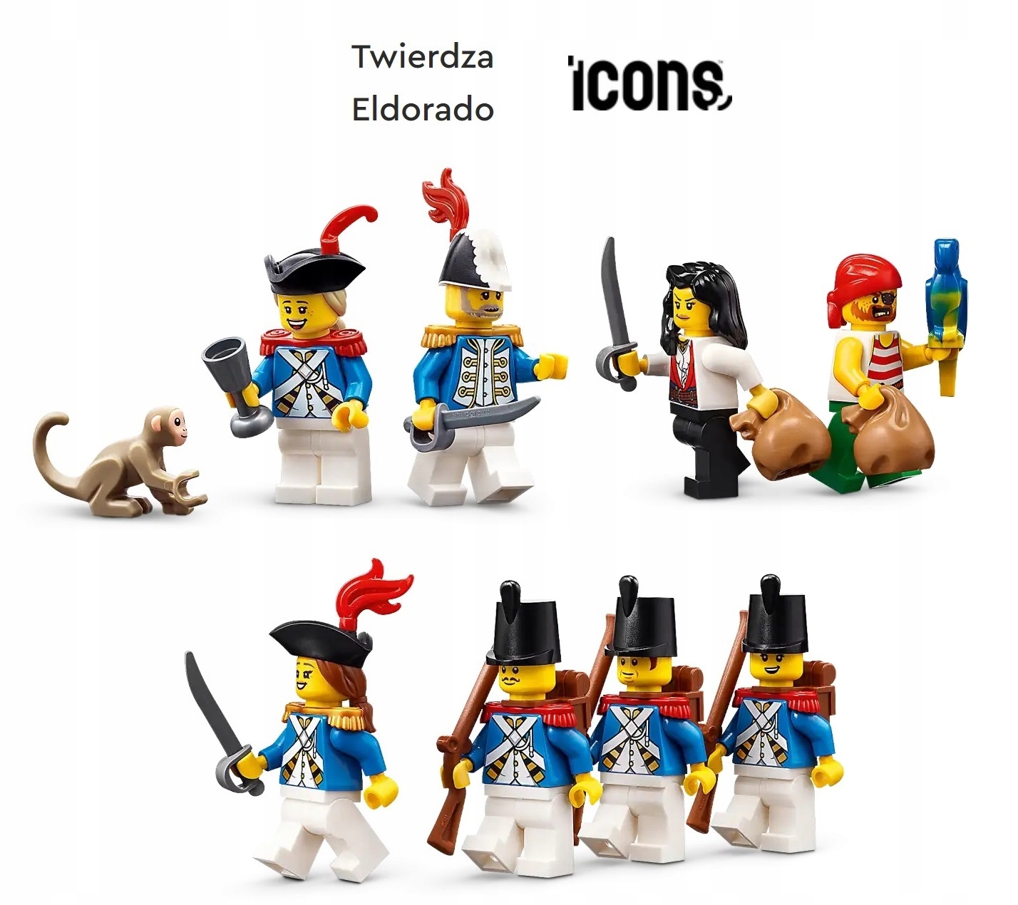 Lego 8 figurek z zestawu 10320 Twierdza Eldorado żołnierze piraci admirał