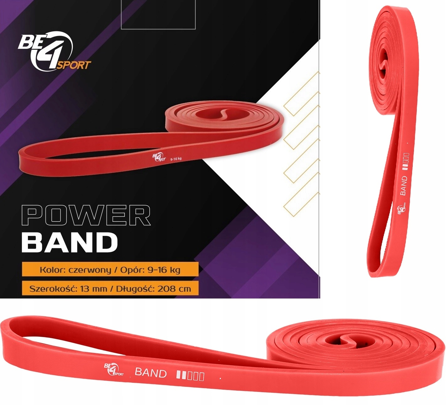 GUMA OPOROWA TRENINGOWA DO ĆWICZEŃ ROZCIĄGANIA POWER BAND OPÓR 9-16kg