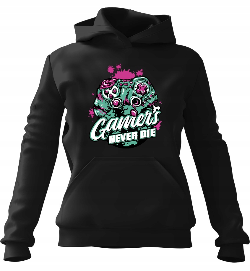 pánská mikina s kapucí Gamers Never Die Černá L pro muže, muže a muže