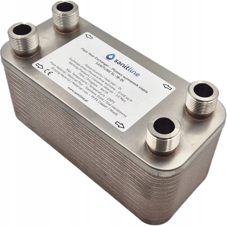 24-DESKOVÝ Výměník Tepla Sanitline SL-18-24 Výkon 32 kW Připojení 4x 3/4"