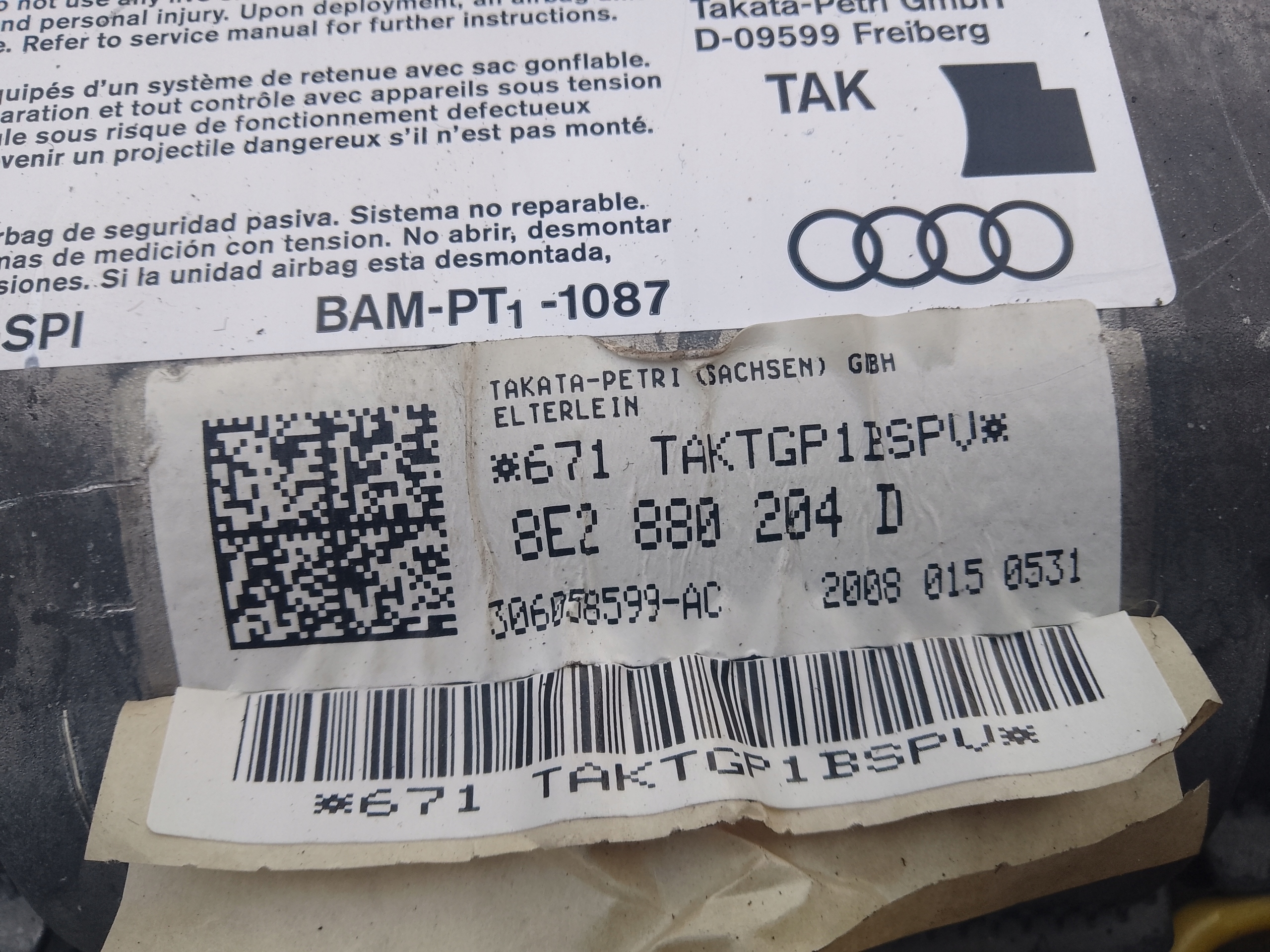 airbag airbag spolujezdce AUDI A4 B7 8E2880204D