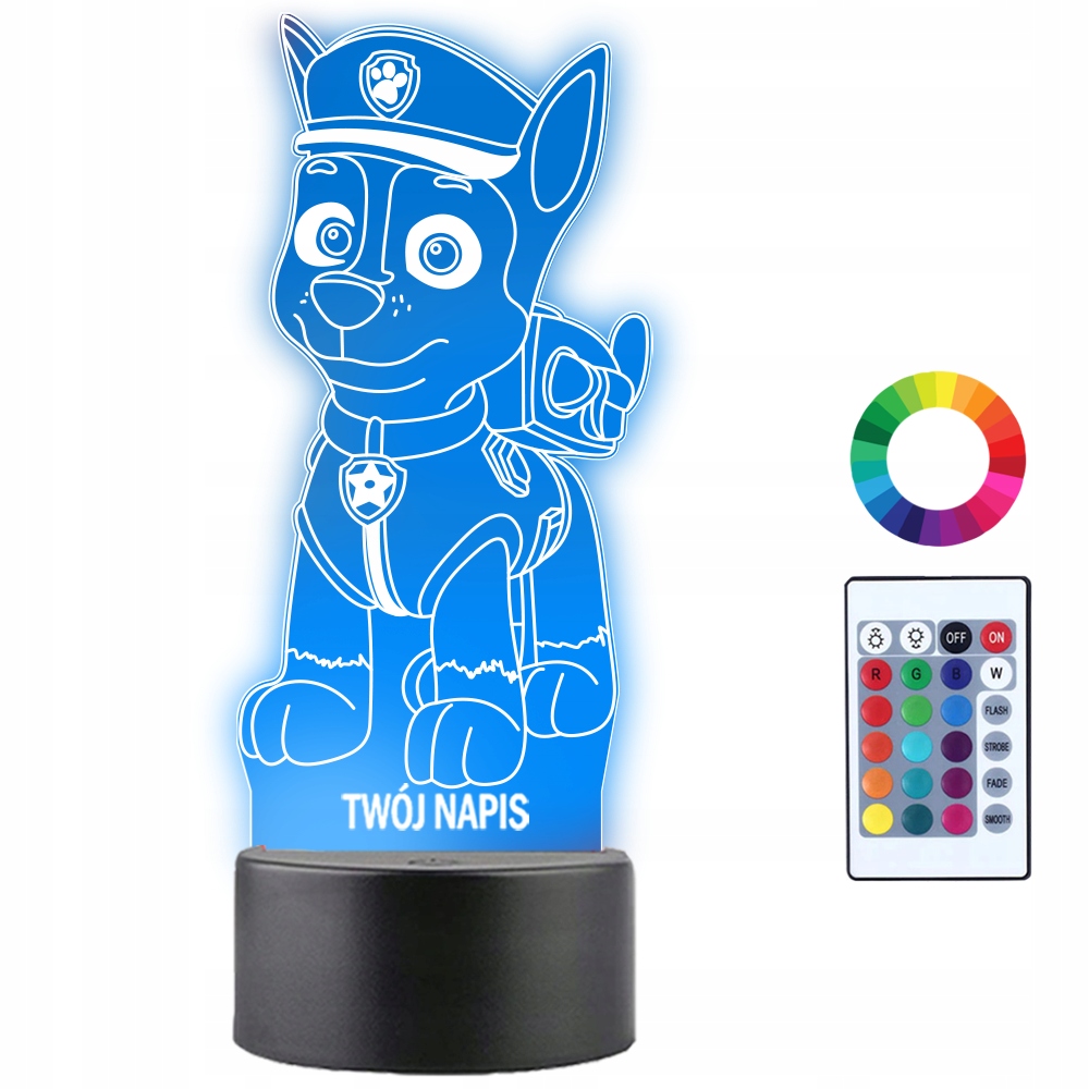 Lampka Nocna PSI PATROL CHASE Grawer 3D LED Imię