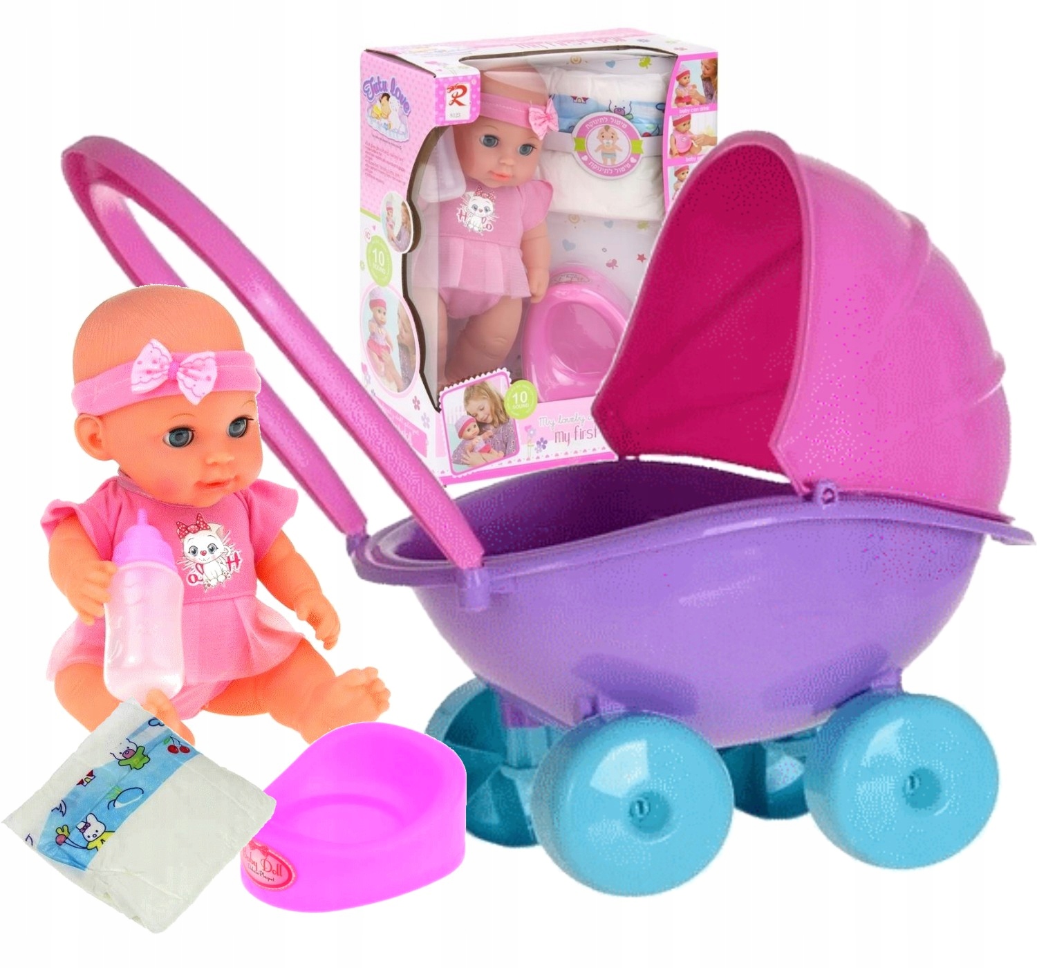 

Wózek dla lalek +lalka Bobas płacze sikająca