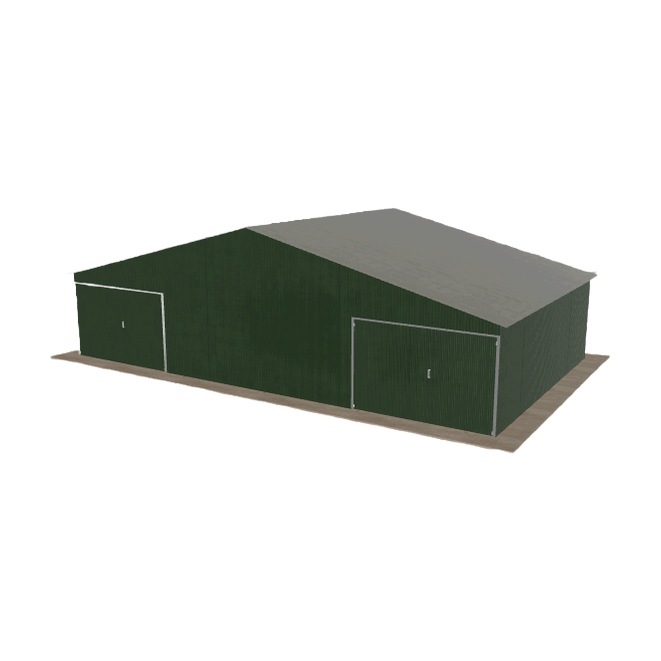 Plechová garáž 11x6.5 m dvoupolohová, dvoupolohová, zelená
