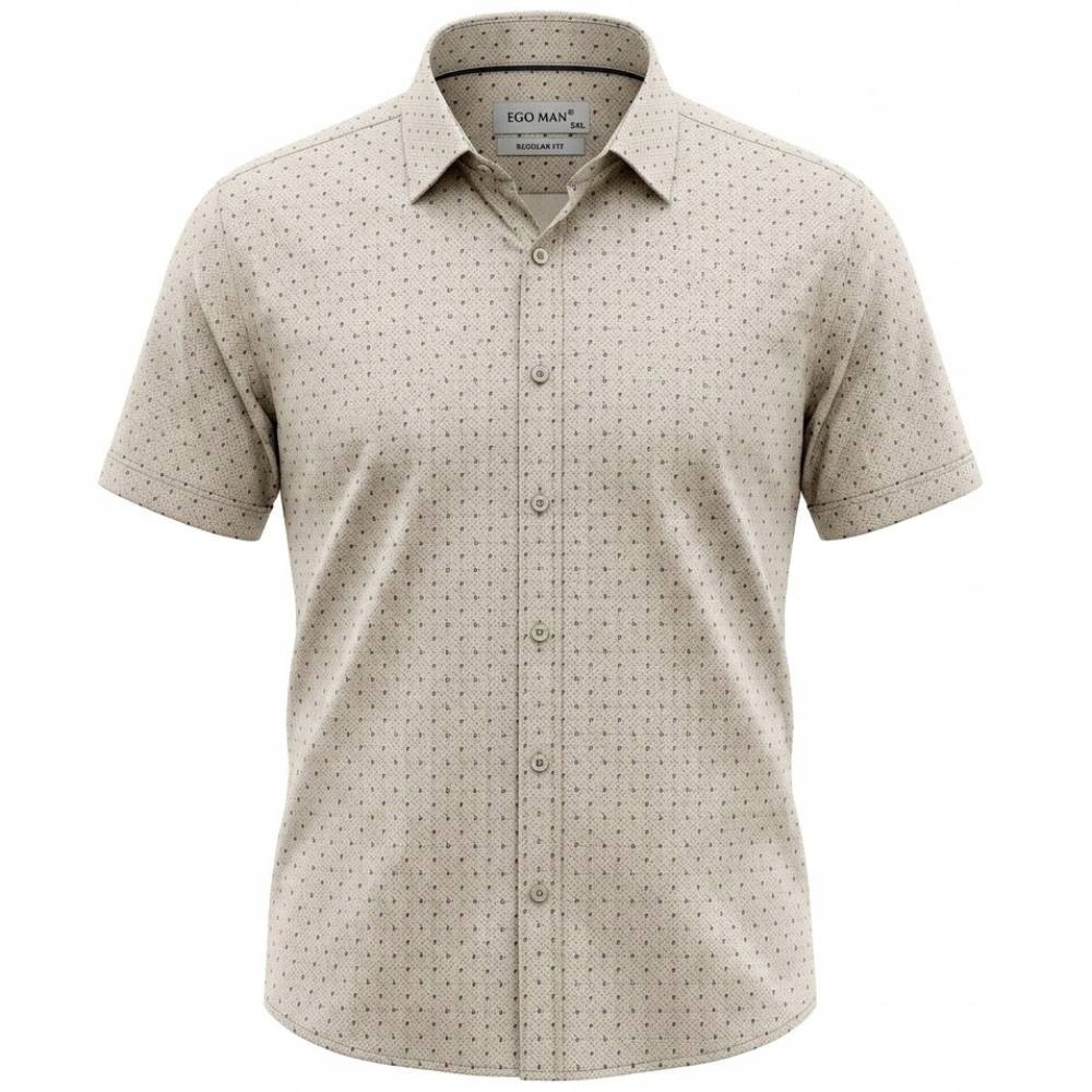 Ego Man košile pánská RE307-03 regular fit krátký rukáv 5XL béžová