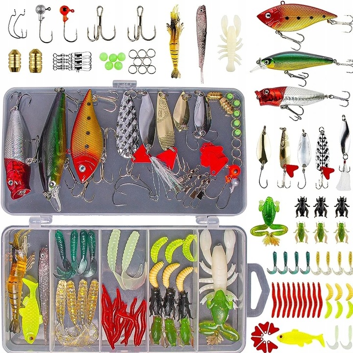 ZESTAW PRZYNĘT GOTOWY 78 ELEMENTÓW W ZESTAWIE NA OKONIA SZCZUPAKA SANDACZA