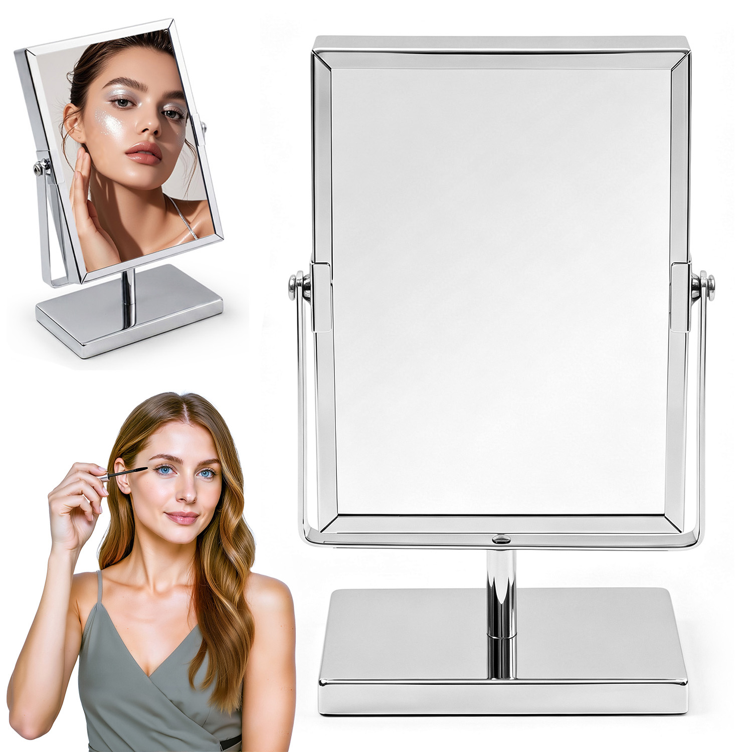 Make-up Zrcátko Oboustranné, Otočné O 360° Na Toaletní Stolek