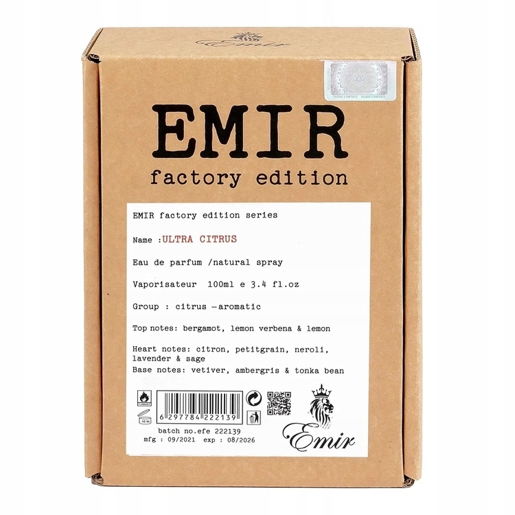 Paris Corner Emir Ultra Citrus 100 ML Unisex Parfémovaná Voda Parfém