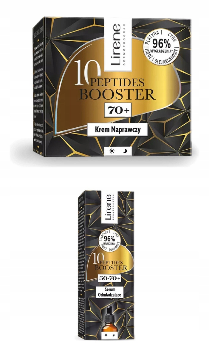 Lirene 10Peptides Booster Reparační krém 70+ 50 ml Omlazující sérum 30 ml