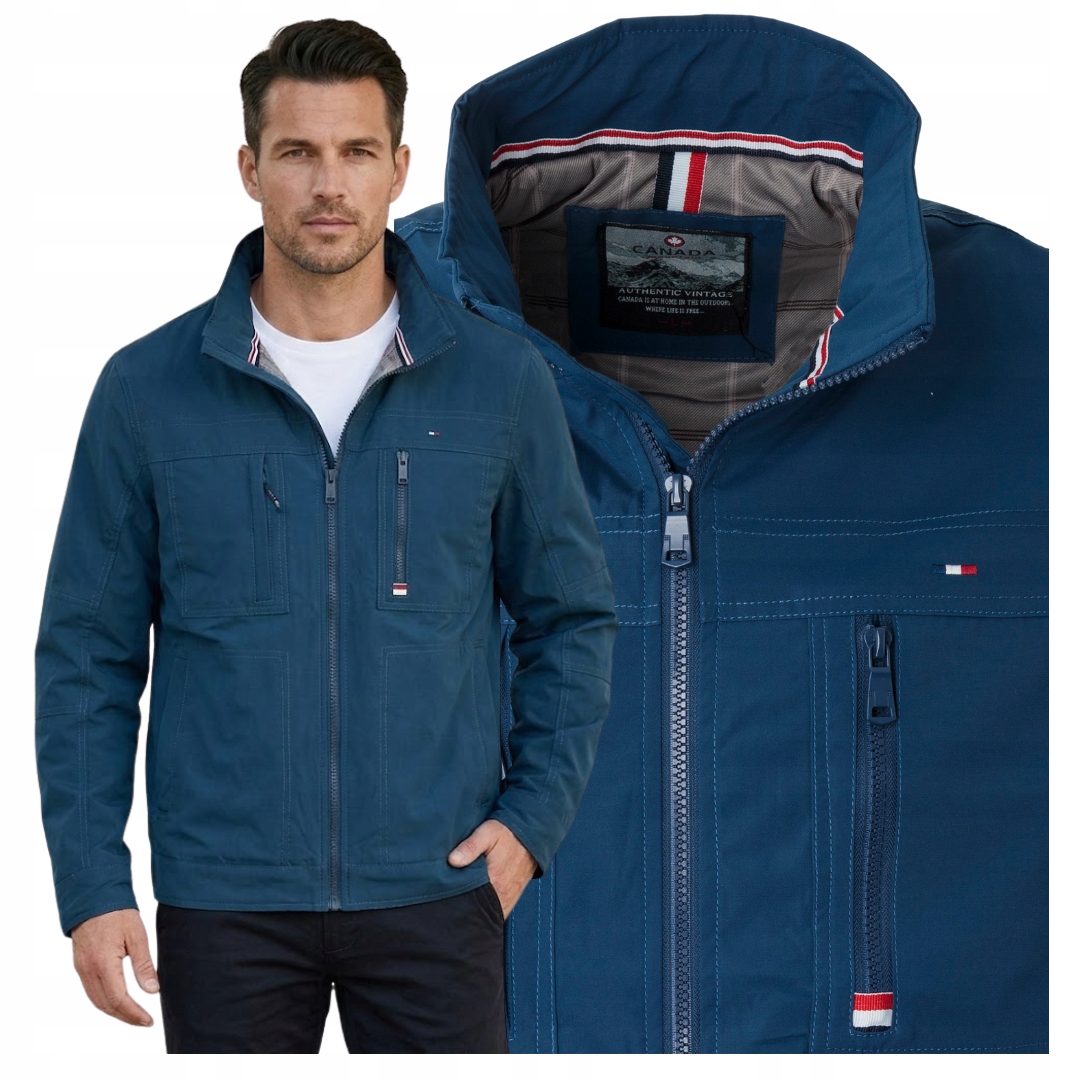 Kurtka męska Klasyczna na wiosnę Przejściowa niebieska Lekka Duża R. 3XL