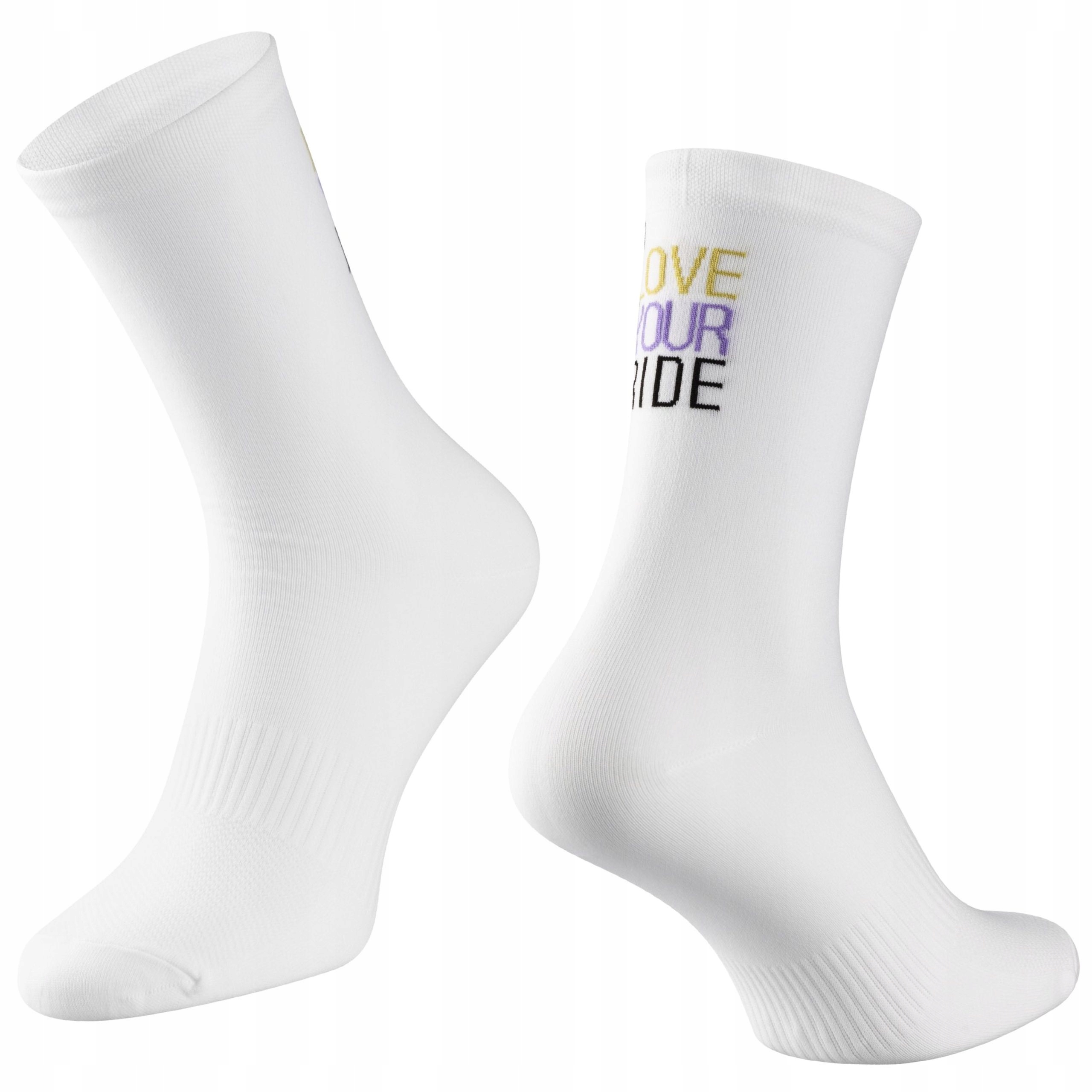 Wysokie Skarpetki Rowerowe Force Love Your Ride Białe L/XL 42-46