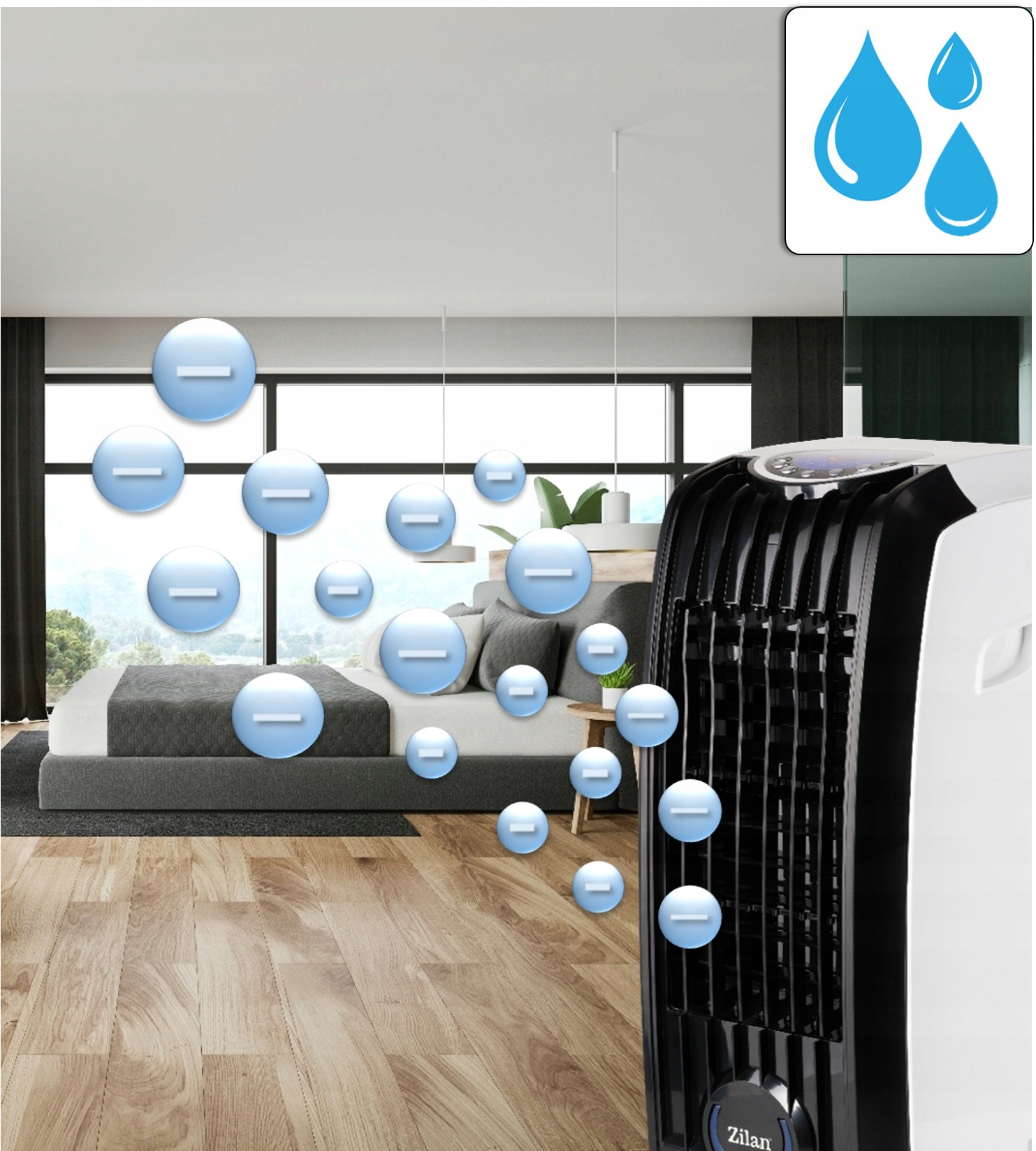 MOCNY KLIMATYZER 4W1 PREMIUM LED 8L+PILOT 60W Stan opakowania oryginalne