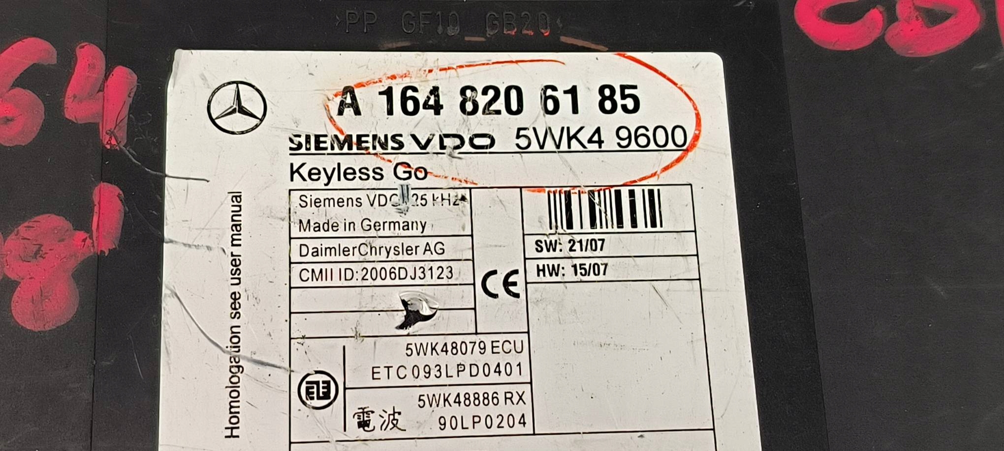 module KEYLESS A1648206185 MERCEDES - BENZ ML 420