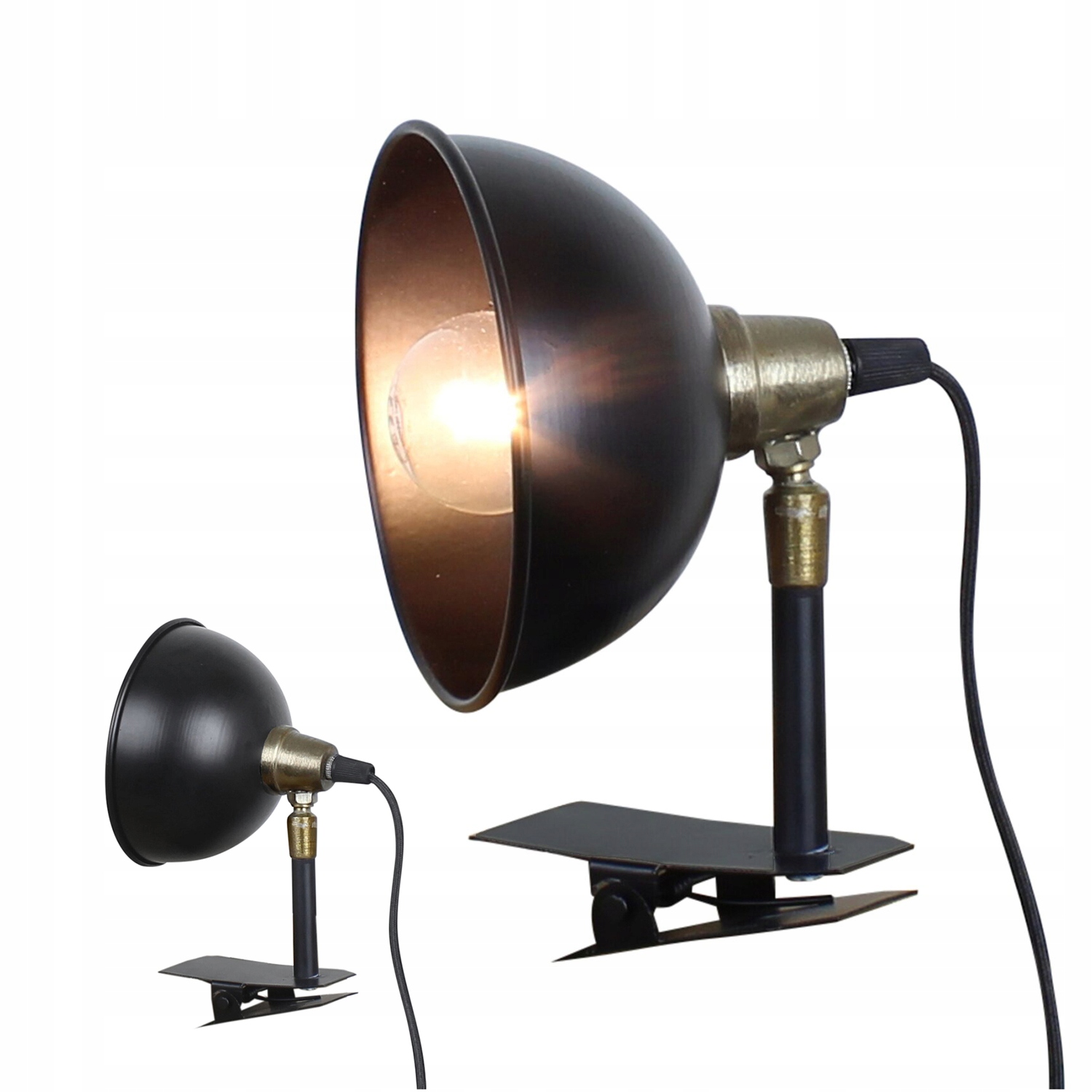 Lampa Przypinana Z Klipsem na biurko nocna klips loft czarna biurkowa
