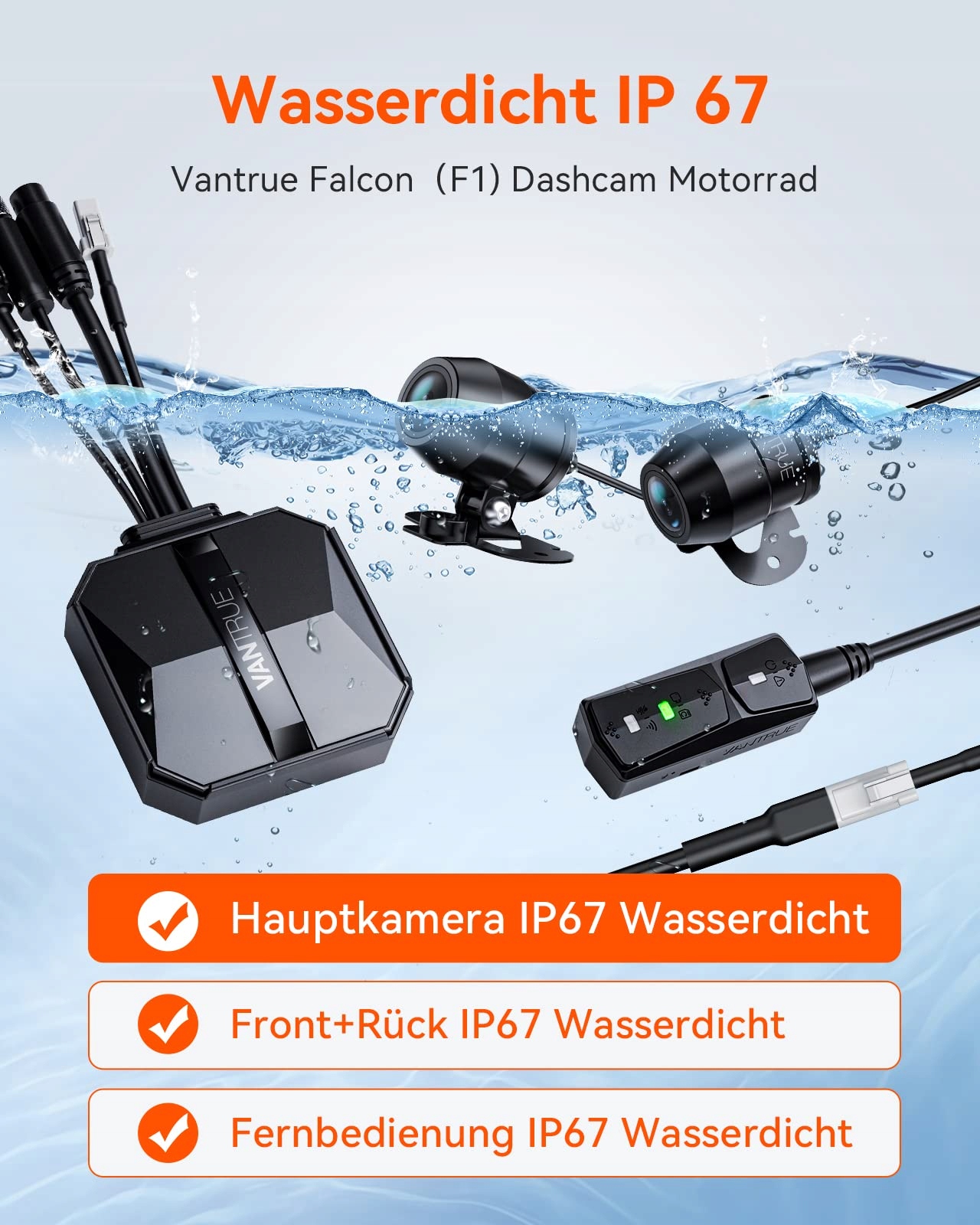 VANTRUE F1 Kamera Motocyklowa 4K 1080P WiFi GPS Wodoodporna Nocna Wizja — miniatura 8