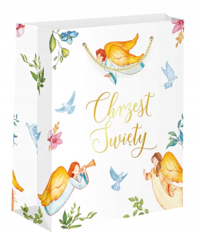TOREBKA PREZENTOWA,torebka CHRZEST ŚWIĘTY ANIOŁY MAŁA A5,torebka na prezent
