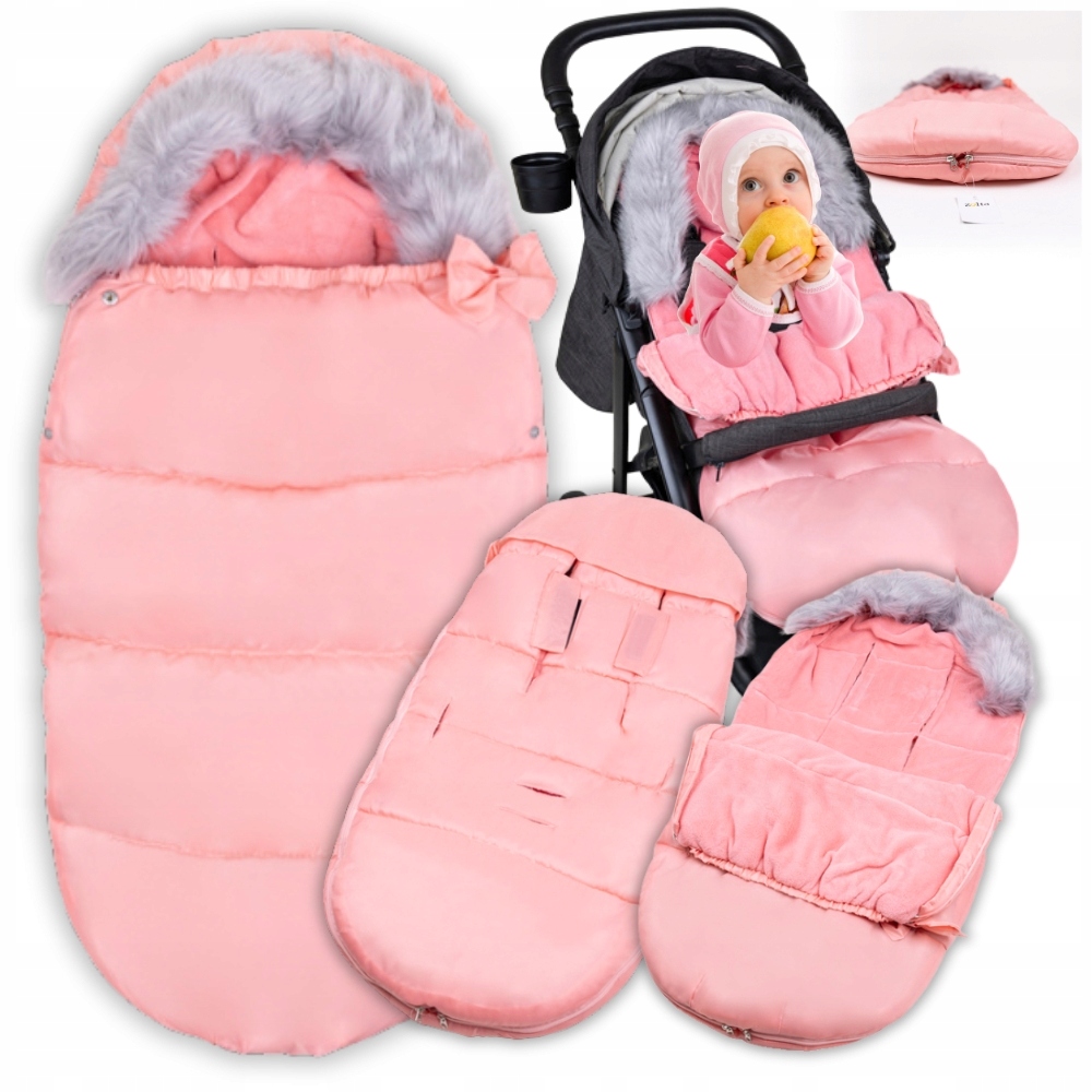 ŚPIWOREK OTULACZ RÓŻOWY DO WÓZKA FOTELIKA GONDOLI SANKI ZIMA ŚPIWÓR CIEPŁY