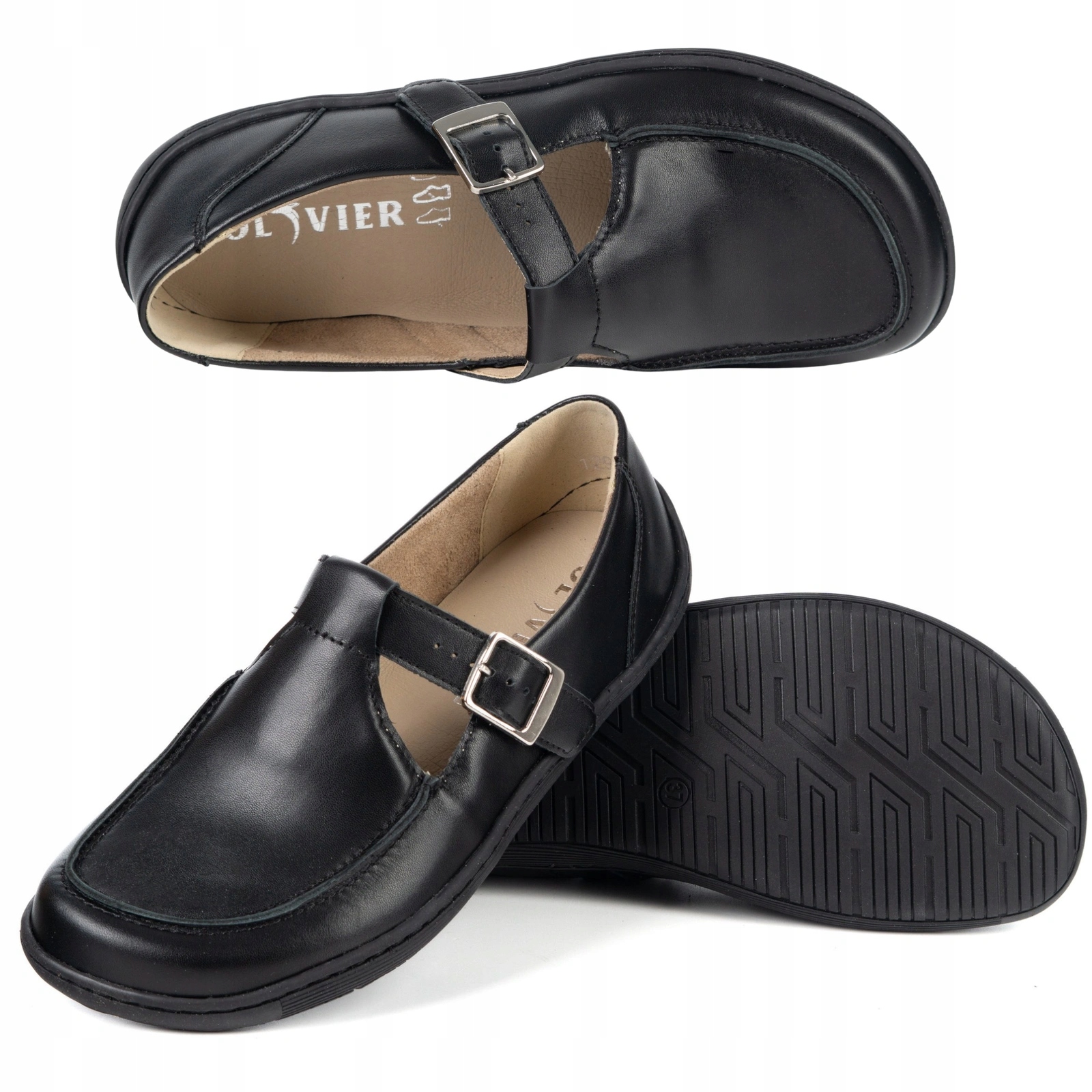 Dámské kožené barefoot boty Olivier 1295 spona černé 39