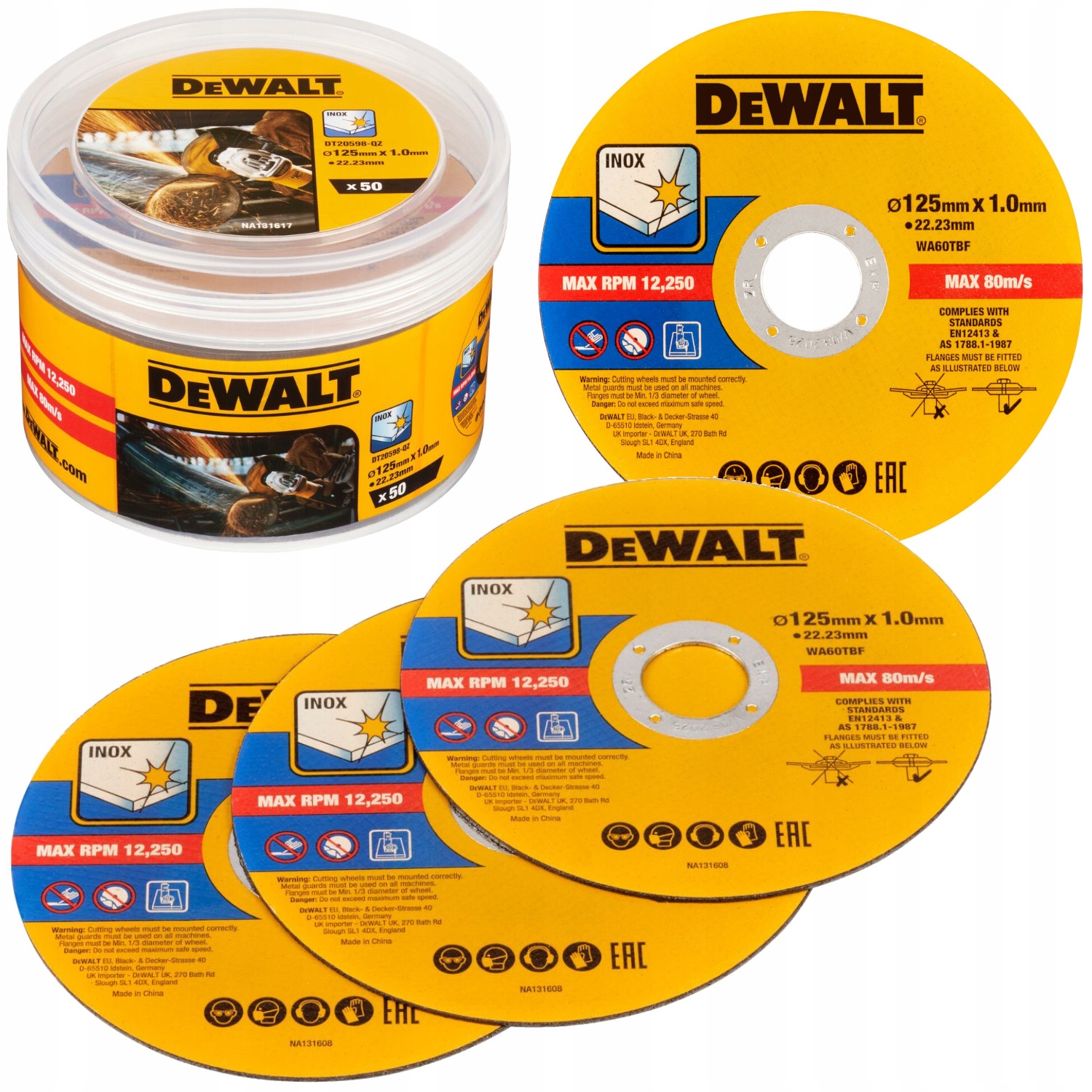DeWALT DT20598 Tarcze korundowe do cięcia metalu 125 x 1,0mm zestaw 50szt.