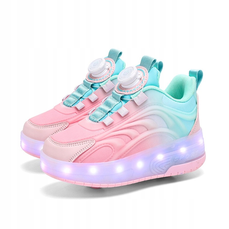 NOWY MODNA SWIECACE BUTOROLKI BUTY Z ROLKAMI LED ROLKI WROTKI, niebieski