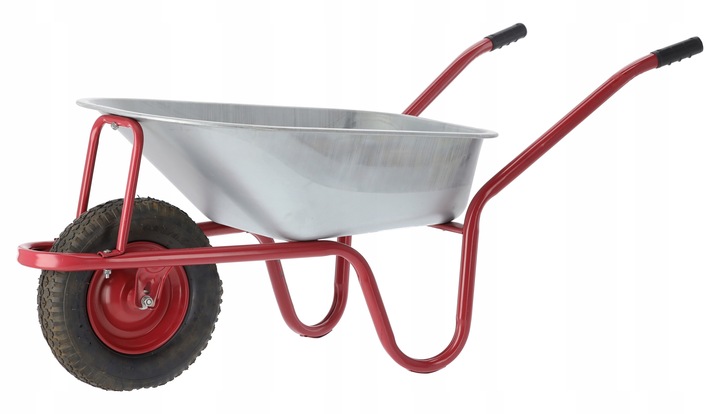 TACZKA OGRODOWA OCYNKOWANA MOCNA Z METALOWYM KOŁEM SOLIDNA RAMA 120 L Marka GardenLine