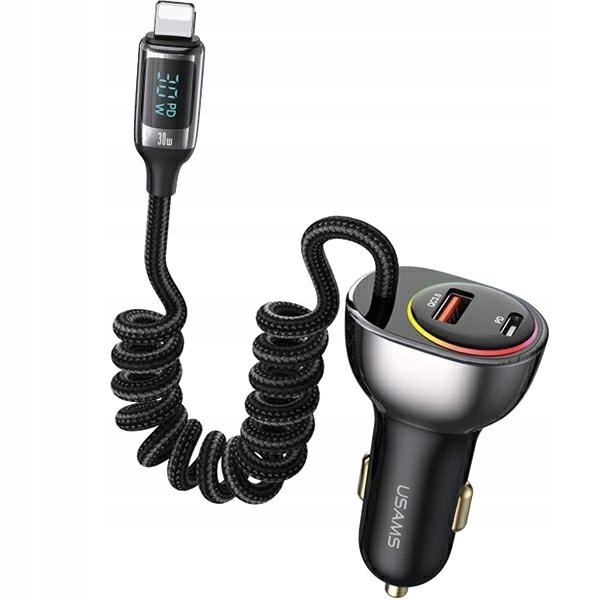 Usams Ład. sam. C37 Usb+usb-c 60W kabel Lightning 30W czarny CC193
