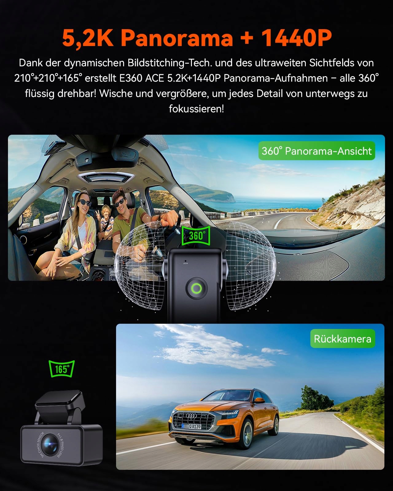 VANTRUE E360 ACE Kamera Samochodowa 360° 5.2K HDR Nocna z Aplikacją — miniatura 2