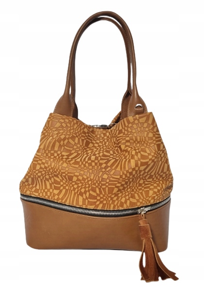 Módní hnědá kožená kabelka