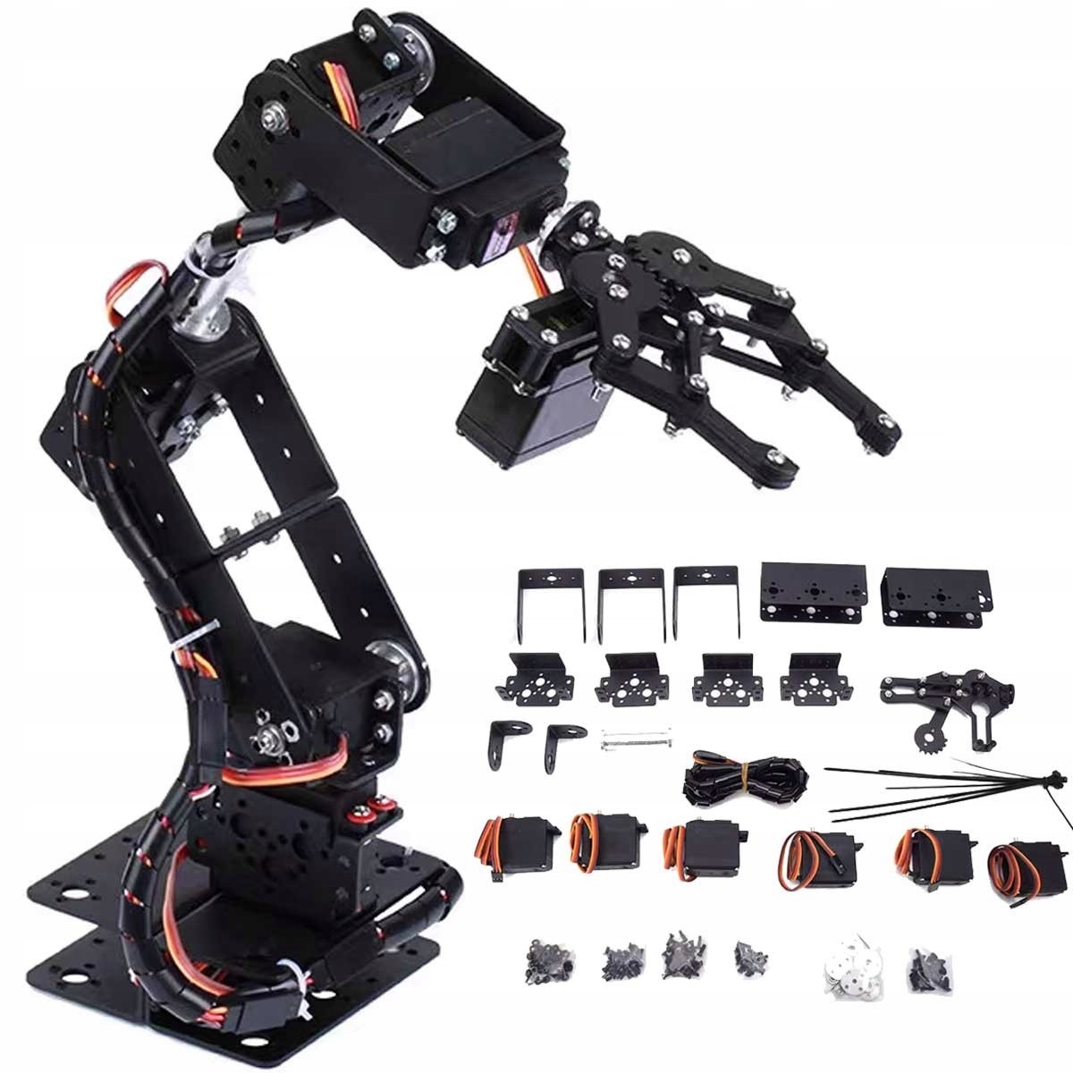 Robotické rameno Diy 6DoF velké kovové s servy součástí balení