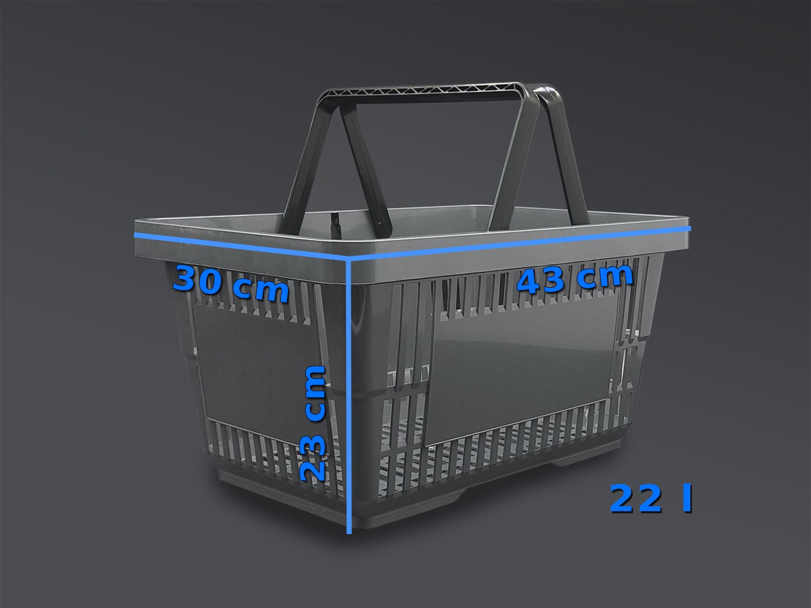 KOSZYK SKLEPOWY 22L KOSZ, KOSZYCZEK ZAKUPOWY magazynowy plastikowy GRAFIT Marka Select