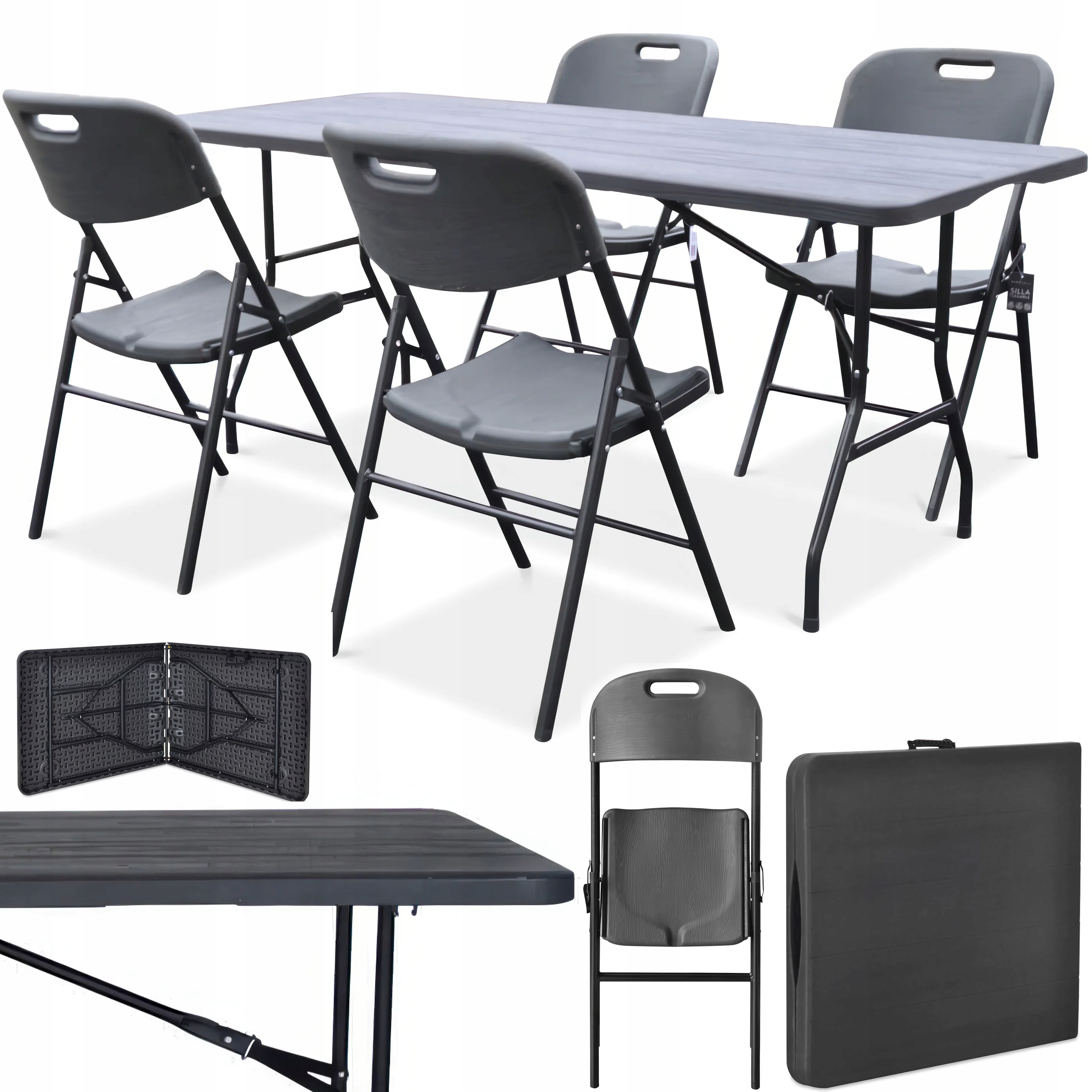 Záhradný cateringový set Banketový stôl 180 cm, 4 stoličky