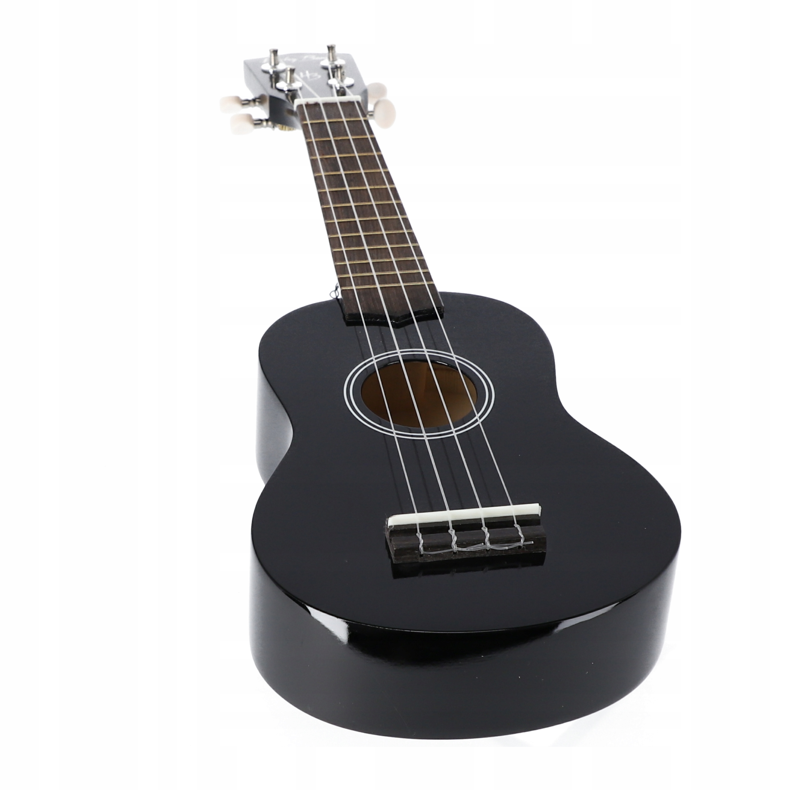 Ukulele sopranowe drewniane błyszczące UK-12 Czarne z Pokrowcem ZESTAW Klucze inne