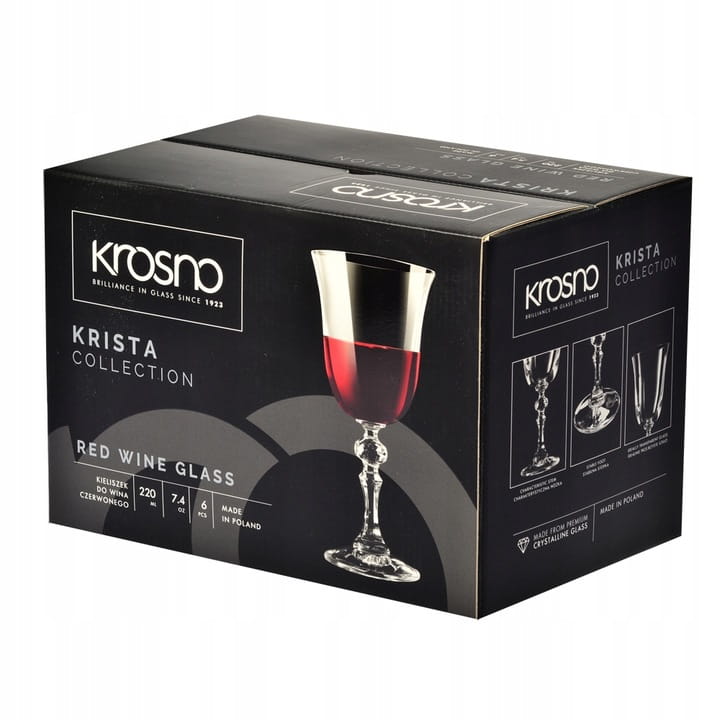 Kieliszki do Wina Czerwonego Białego Wody Krosno Krista 6 x 220 ml Linia Krista