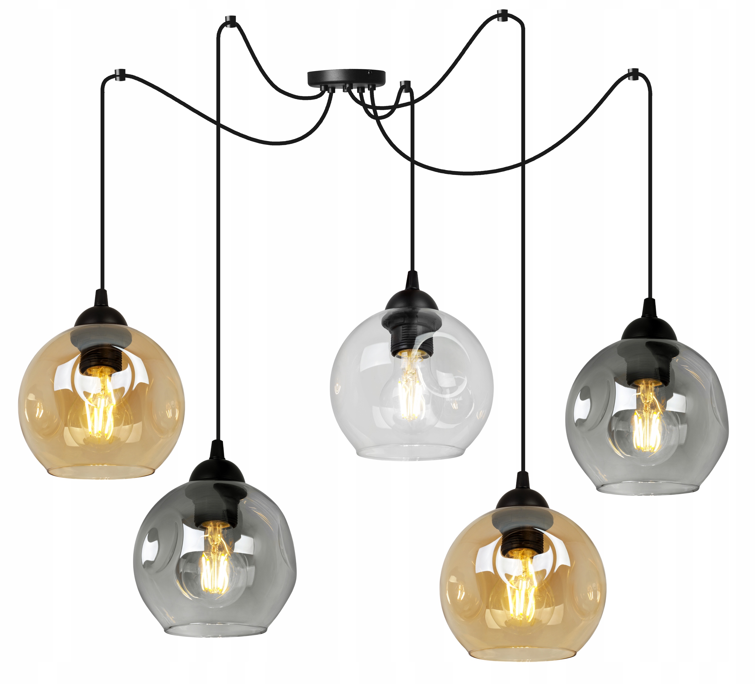 

Nowoczesna Lampa Wisząca Szklany Klosz Pająk Led