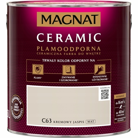 Farba Magnat Ceramic Ceramiczna Do Wnętrz Matowa 2,5L C63 Kremowy Jaspis