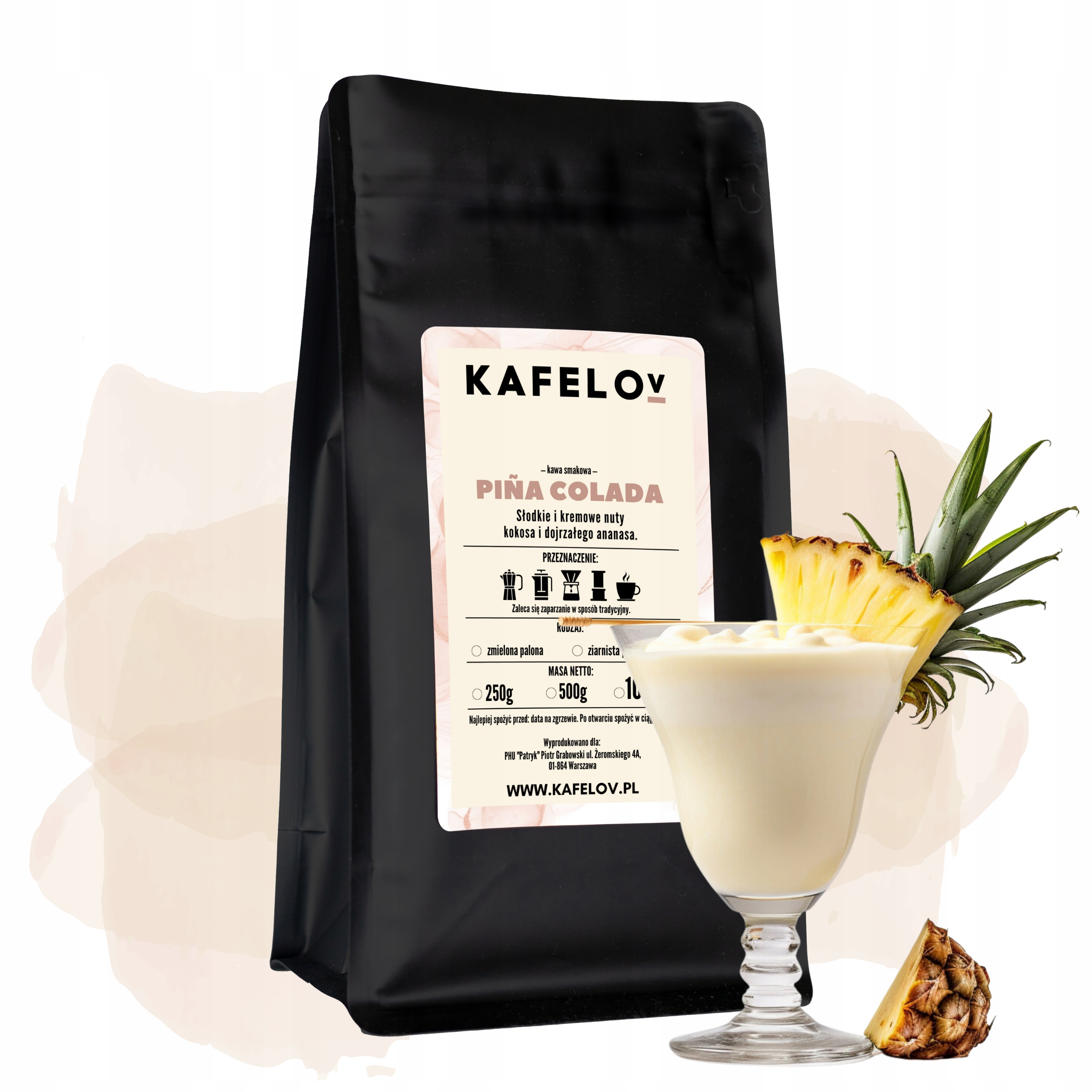 Levně Káva Kafelov s příchutí Pina Colada 1000 g, zrnková